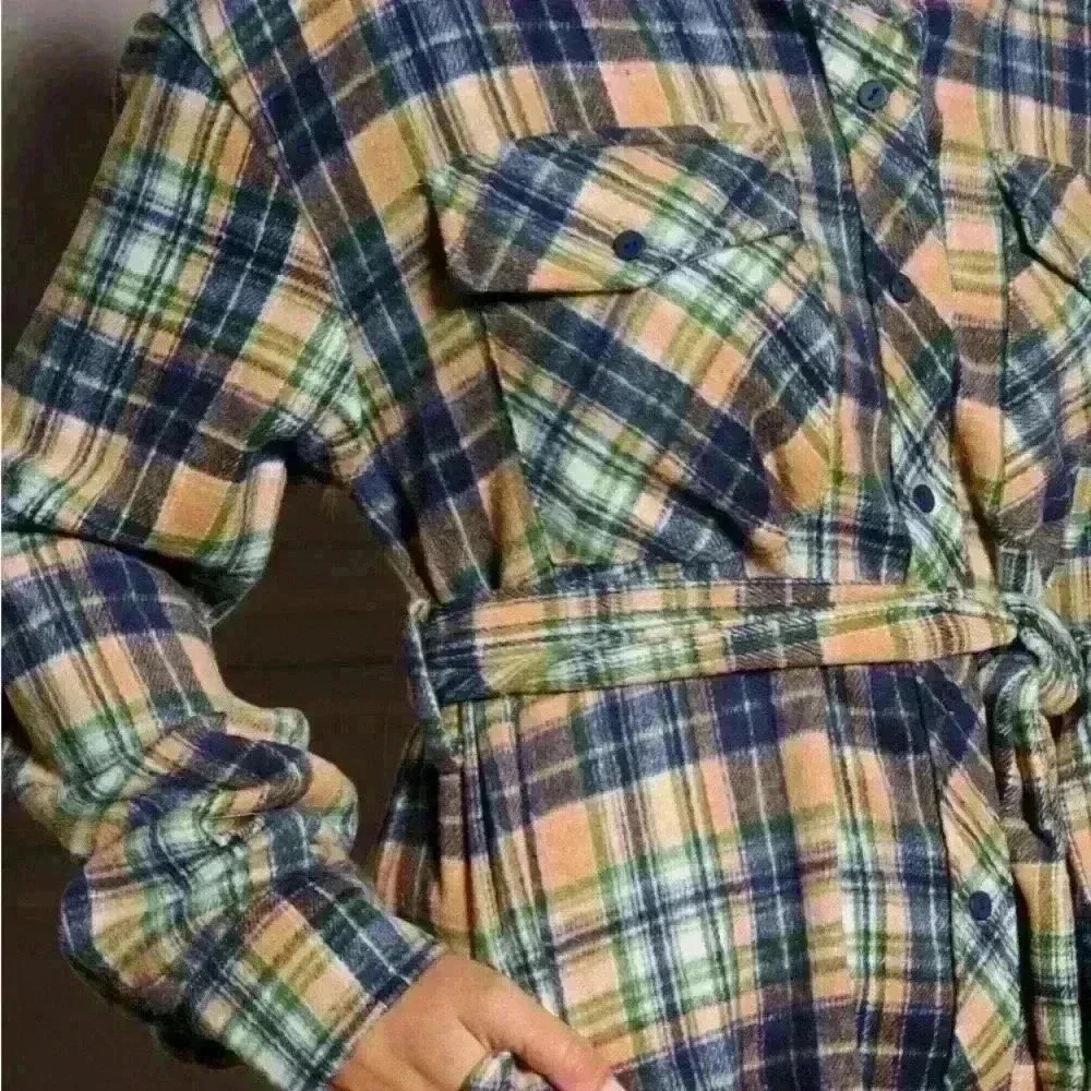 Women’s button up plaid midi dress size S - Picture 2 of 5